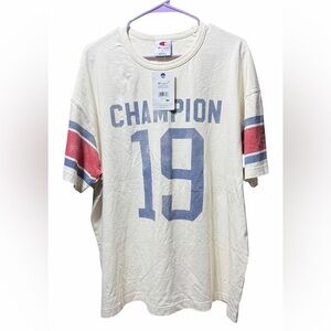 NWT Champion Men's Cream and Red Graphic Tee